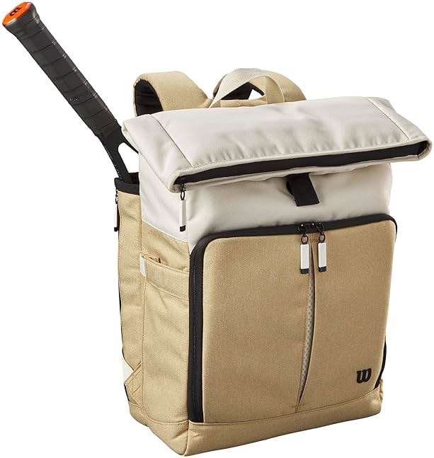 WILSON Lifestyle Foldover Tennis Backpack - Khaki, Holds up to 2 Rackets - Image 2
