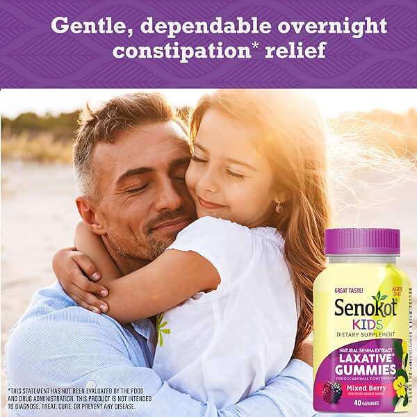 Senokot Kids Laxative Gummies for Age 2+, Mixed Berry, 40 Ct, Senna Extract, Kids Laxatives for Constipation, Gentle Overnight Relief - Image 5