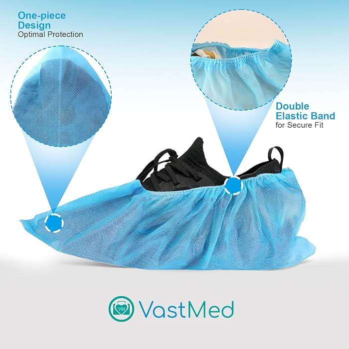 100 Pcs (50 Pairs) Disposable PP Shoes Cover by Vastmed | Size Fits Most, Water Resistant, Non-Woven & Shoe Booties Covers for Indoors - Image 3