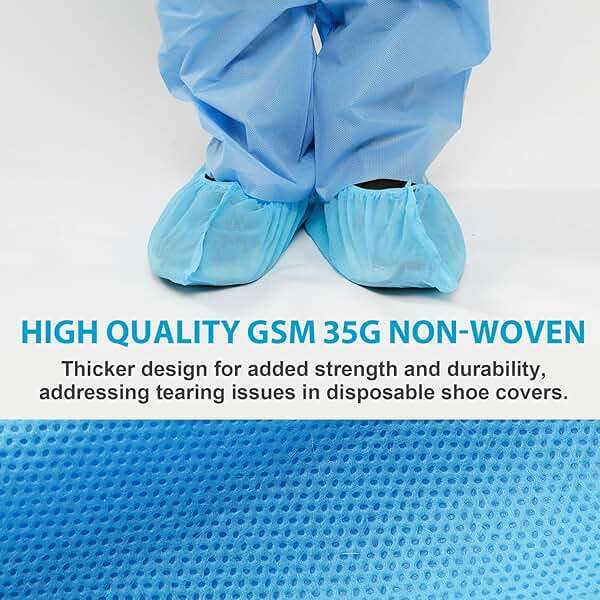 100 Pcs (50 Pairs) Disposable PP Shoes Cover by Vastmed | Size Fits Most, Water Resistant, Non-Woven & Shoe Booties Covers for Indoors - Image 5