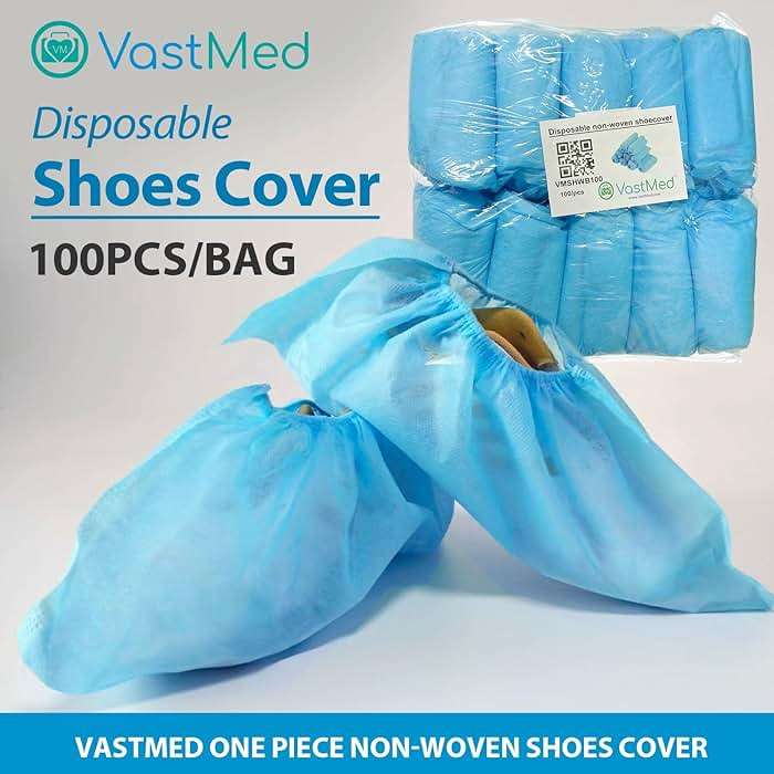 100 Pcs (50 Pairs) Disposable PP Shoes Cover by Vastmed | Size Fits Most, Water Resistant, Non-Woven & Shoe Booties Covers for Indoors - Image 7