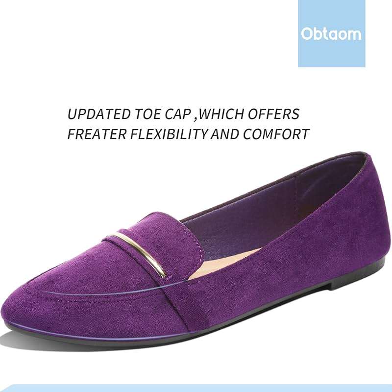 Obtaom Women's Pointy Toe Loafer Flat Comfortable Faux Suede Work Shoes,Cute Penny Loafer Slip On Ballet Flat - Image 3
