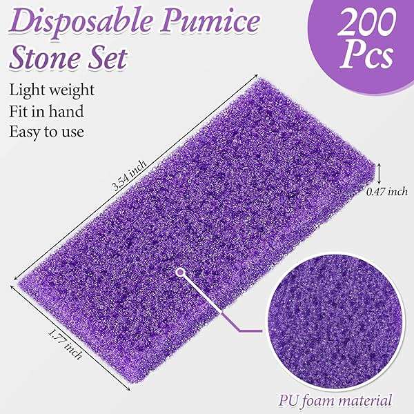Dunzy 200 Pcs Disposable Pumice Stones for Feet, Professional Pedicure Callus Remover Blocks for Spa Salon Pedicure Supplies, Foot Exfoliating Scrubber for Dead Skin and Heel Care - Image 2