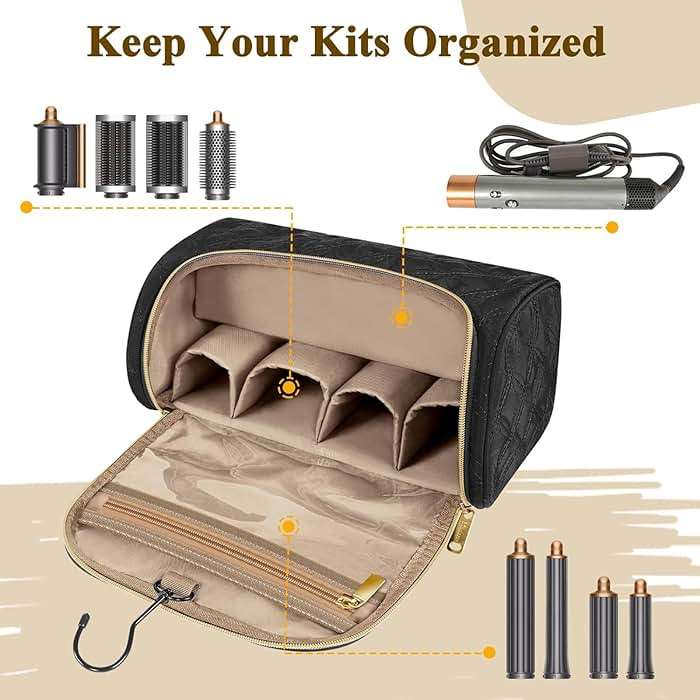 Mancro Travel Storage Case Organizer Compatible with Dyson Airwrap, Hair Dryer, 4 Curling Barrels, 2 Smoothing Brushes, Volumizing Brush, Lightweight Travel Carrying Case for Hair Curler Accessories - Image 5