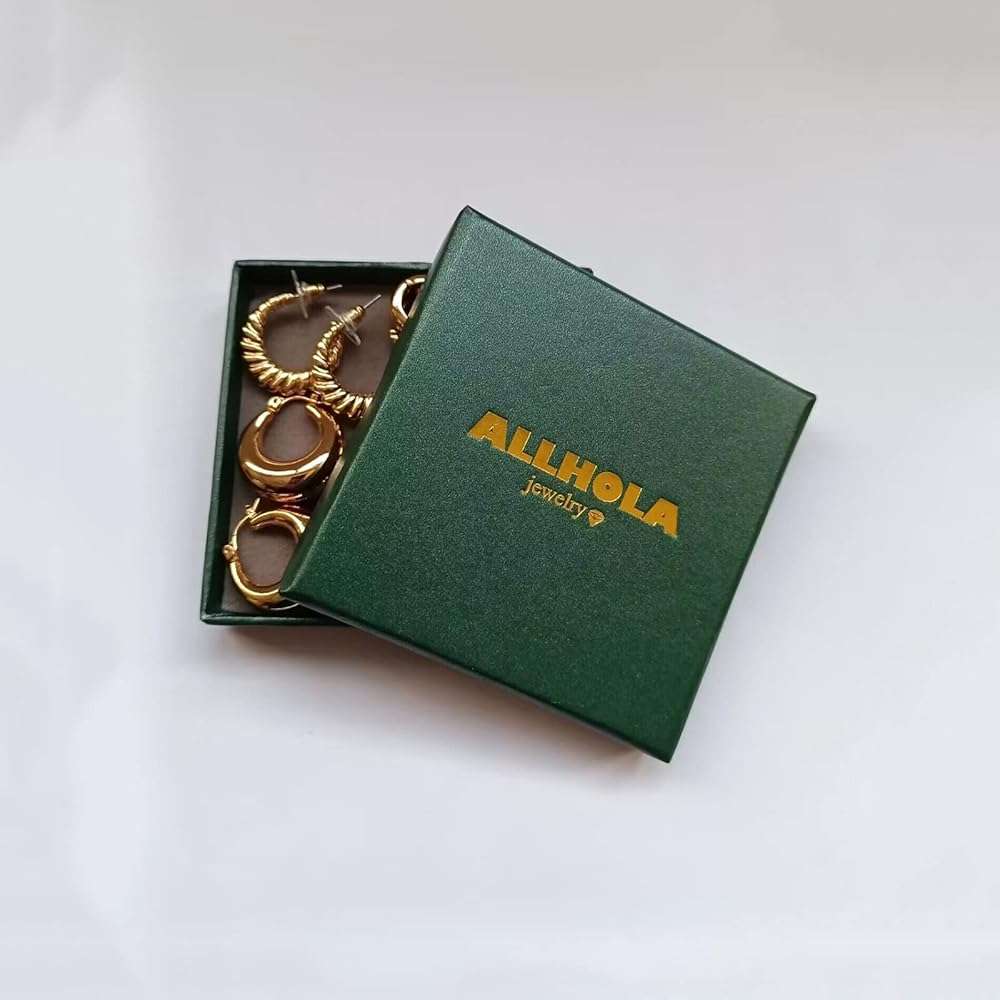 6 Pairs 14K Gold Plated Hoop Earrings for Women Lightweight Chunky Hoop Earrings Multipack Hypoallergenic, Thick Open Twisted Huggie Hoops Earring Set Jewelry for Gifts. - Image 7