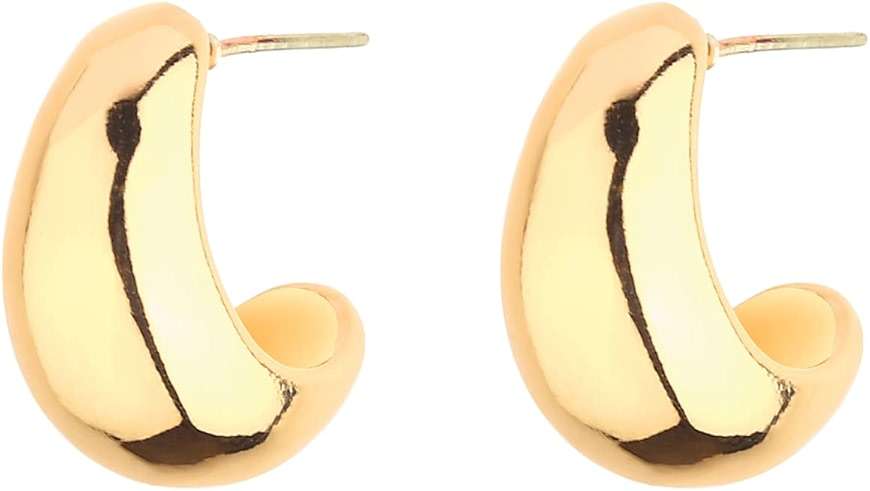 6 Pairs 14K Gold Plated Hoop Earrings for Women Lightweight Chunky Hoop Earrings Multipack Hypoallergenic, Thick Open Twisted Huggie Hoops Earring Set Jewelry for Gifts. - Image 9