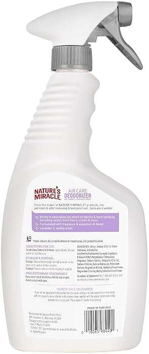Nature’s Miracle Air Care Deodorizer Air, Fabric and Surface Spray Lavender & Vanilla Scent, 24 Ounces, Pet Odor Eliminator - Image 2