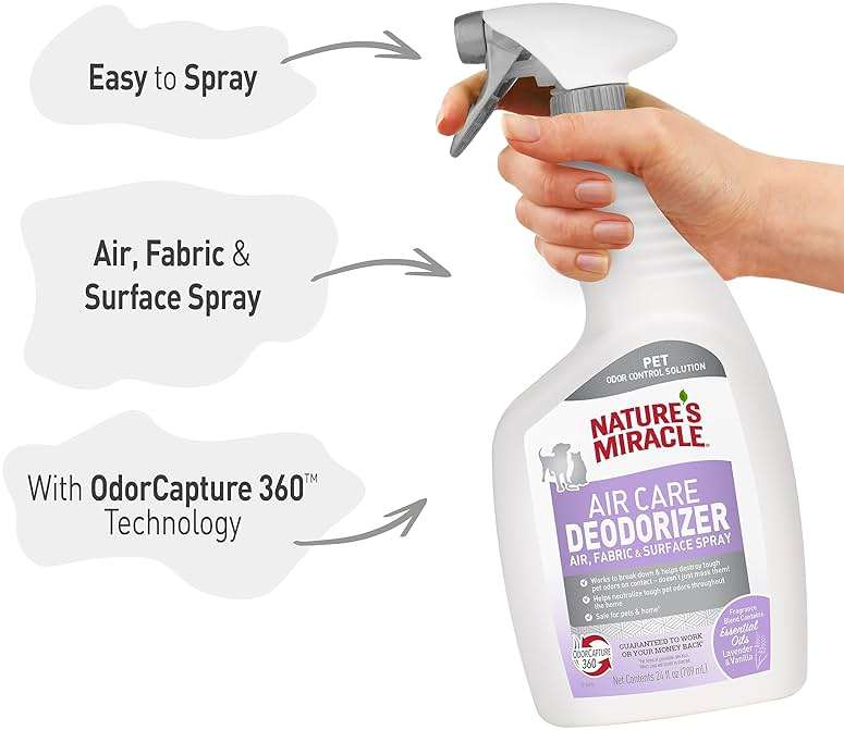 Nature’s Miracle Air Care Deodorizer Air, Fabric and Surface Spray Lavender & Vanilla Scent, 24 Ounces, Pet Odor Eliminator - Image 5