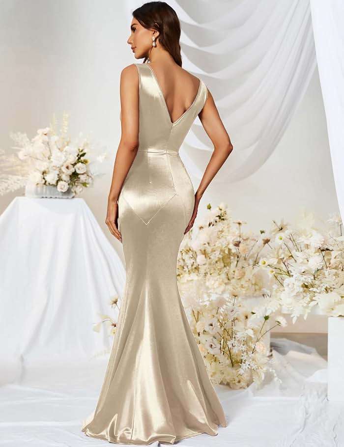 MUXXN Women's 30s Brief Elegant Mermaid Sleeveless Gowns Formal Evening Dress - Image 4