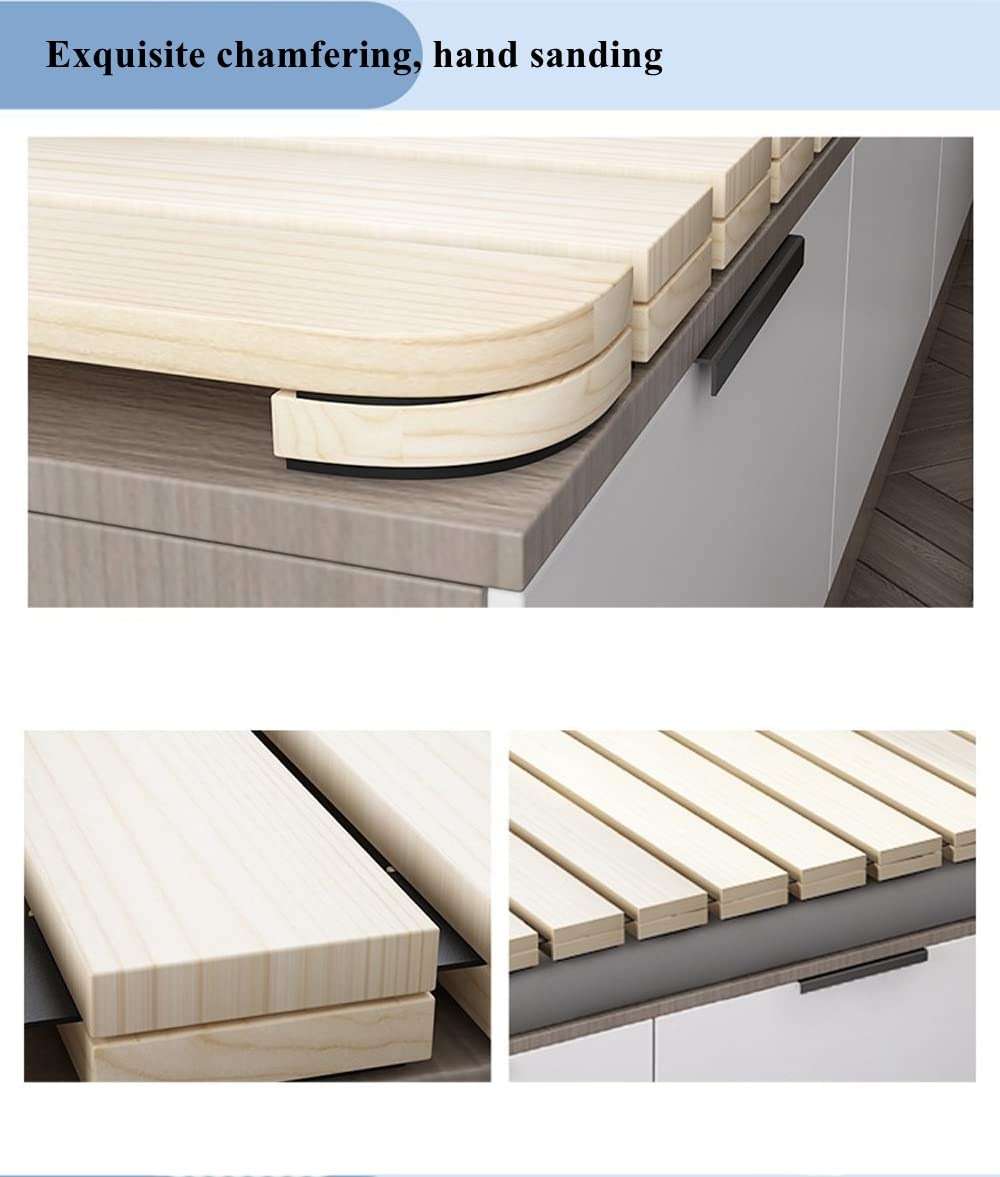 LOBOTOU Foldable Floor Bed Frame, Breathable Wooden Roll-Up Slats Base for Japanese Futon Mattress, Low Profile Sleep Bedding (Full) - Image 7