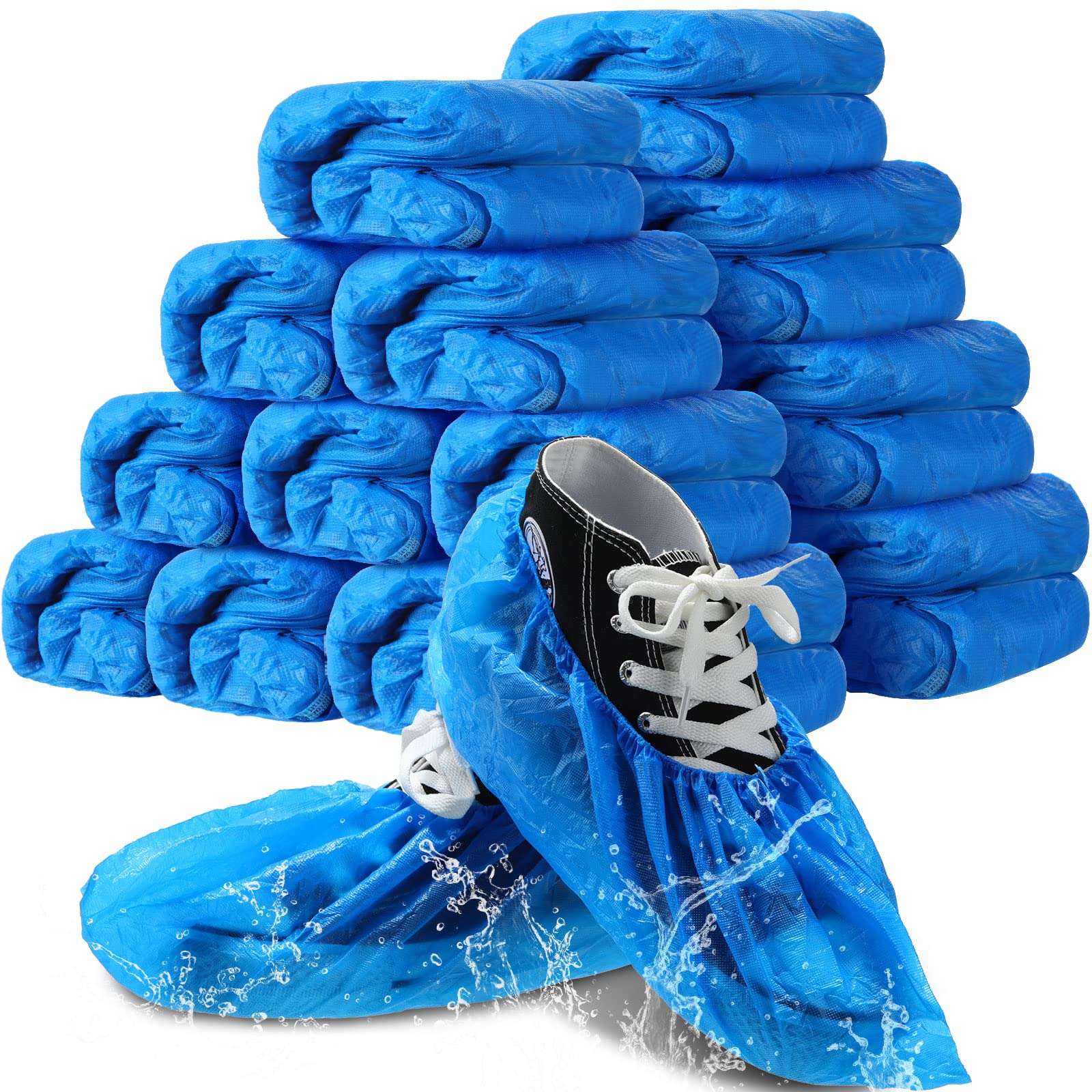 Vabean 1000 Pcs Disposable Shoe Covers Boot Cover Waterproof Nonslip Shoe Protector Covers for Indoor Carpet Floor Workplace Protection, One Size Fit Most (Blue) - Image 1