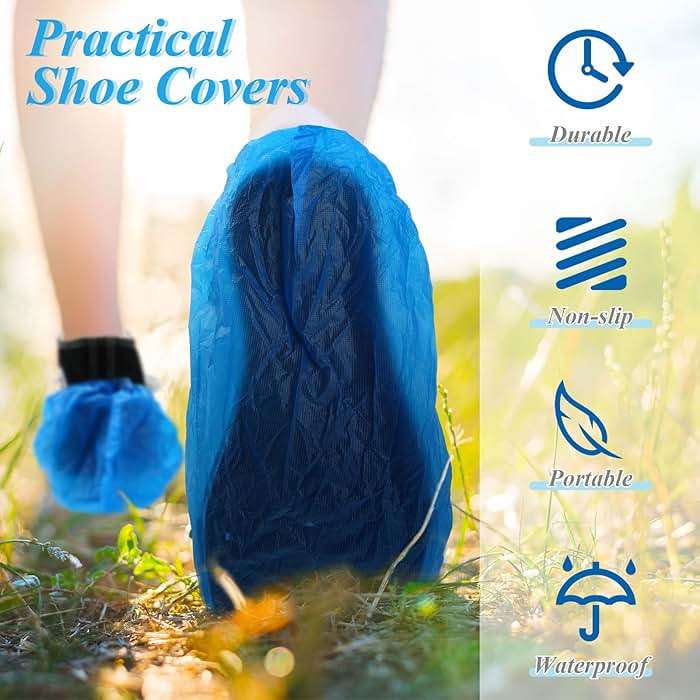 Vabean 1000 Pcs Disposable Shoe Covers Boot Cover Waterproof Nonslip Shoe Protector Covers for Indoor Carpet Floor Workplace Protection, One Size Fit Most (Blue) - Image 4