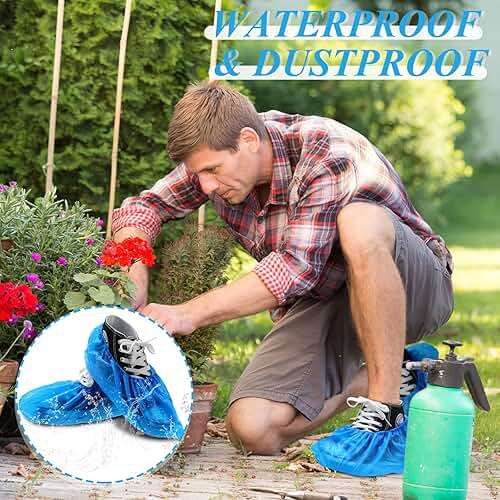 Vabean 1000 Pcs Disposable Shoe Covers Boot Cover Waterproof Nonslip Shoe Protector Covers for Indoor Carpet Floor Workplace Protection, One Size Fit Most (Blue) - Image 5