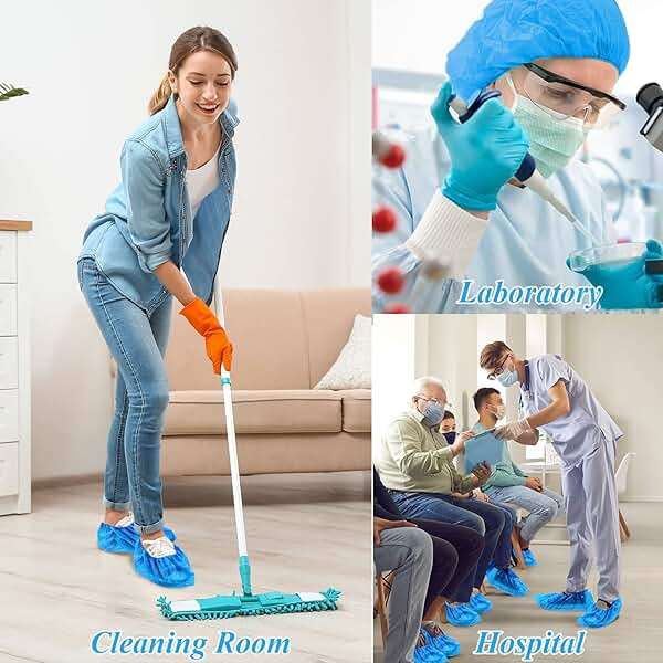 Vabean 1000 Pcs Disposable Shoe Covers Boot Cover Waterproof Nonslip Shoe Protector Covers for Indoor Carpet Floor Workplace Protection, One Size Fit Most (Blue) - Image 6