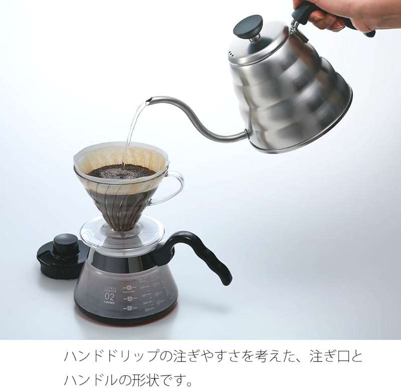 Hario V60 "Buono" Drip Kettle Stovetop Gooseneck Coffee Kettle 1.2L, Stainless Steel, Silver - Image 3