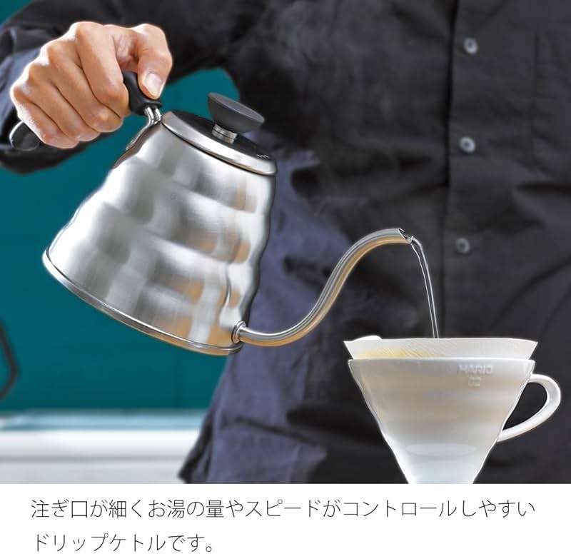 Hario V60 "Buono" Drip Kettle Stovetop Gooseneck Coffee Kettle 1.2L, Stainless Steel, Silver - Image 4