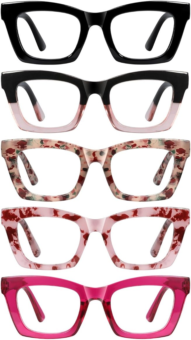 XXZQRYHN Reading Glasses for Women-Fashion 5 Pack Blue Light Blocking Readers with Spring Hinge Computer Eyeglasses - Product Image
