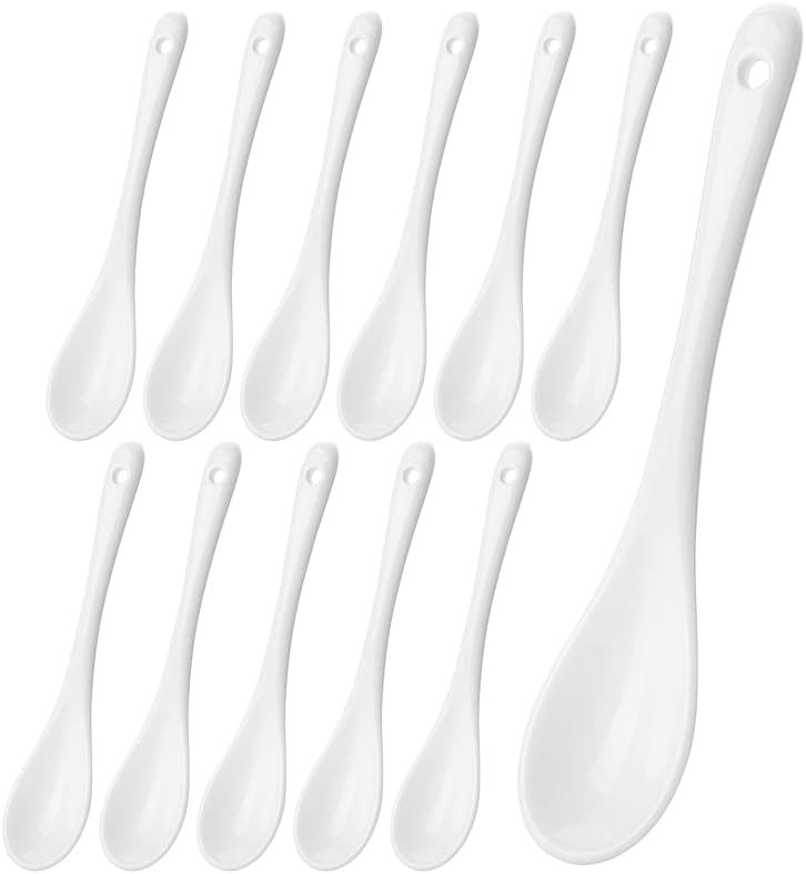 BTaT- Tea Spoon, Set of 12, White Porcelain Espresso Spoons - Product Image
