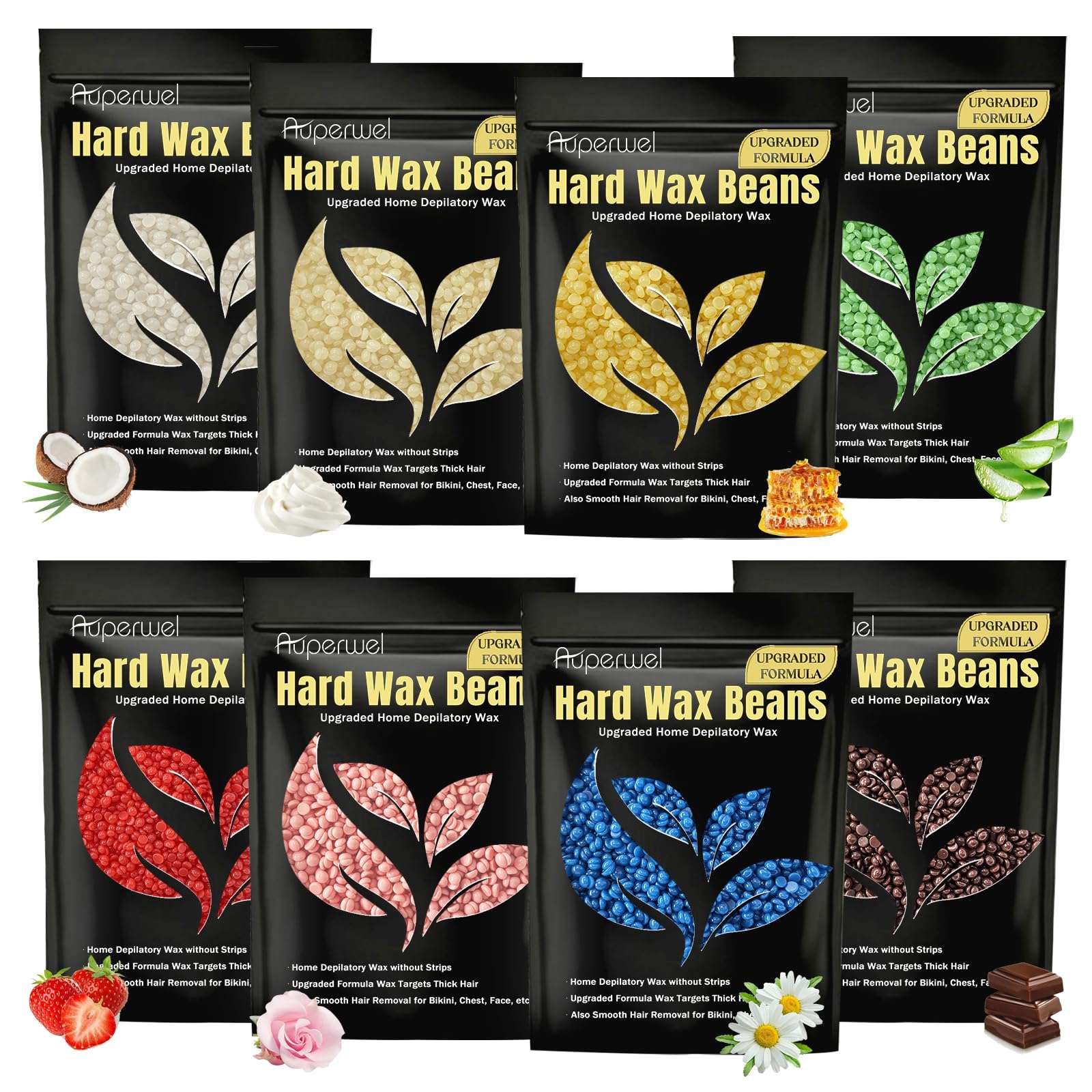 Wax Beads, 1.76lb / 800g Hard Wax Beads Coarse Hair Formula Hard Wax for Hair Removal and Senstive Skin, Wax Beads for Face, Brazilian Bikini,Body Waxing (8 Scents) - Image 1