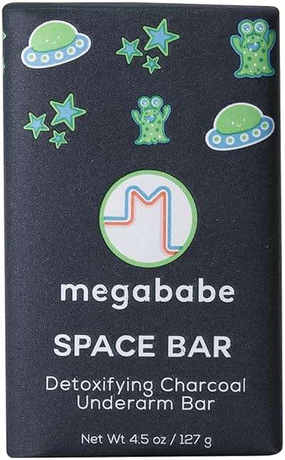Megababe Underarm Bar Soap - Space Bar | With Detoxifying Charcoal for Odor Control | 4.5 oz - Image 1