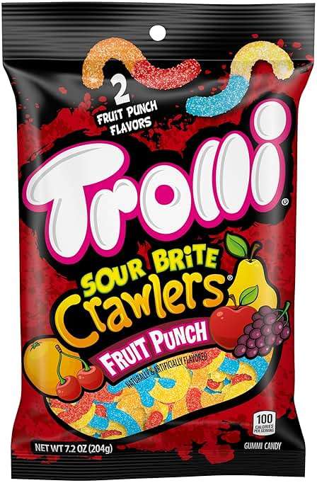 Trolli Sour Brite Crawlers Candy, Fruit Punch, Sweet and Sour, Gummy Worms, 7.2 oz - Image 10