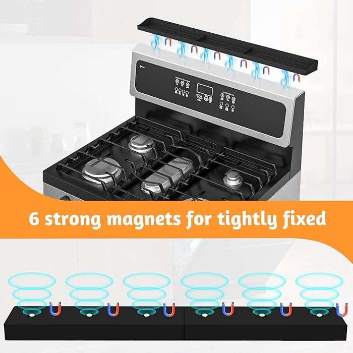 Magnetic Stove Top Shelf, Over the Stove Shelf Spice Rack & Spice Organizer – 30" Heat Resistant Silicone Stove Shelf, No Drill Kitchen Storage Organizer for Gas/Electric Stoves & Small Kitchens - Image 3