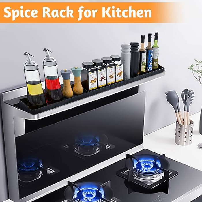 Magnetic Stove Top Shelf, Over the Stove Shelf Spice Rack & Spice Organizer – 30" Heat Resistant Silicone Stove Shelf, No Drill Kitchen Storage Organizer for Gas/Electric Stoves & Small Kitchens - Image 6