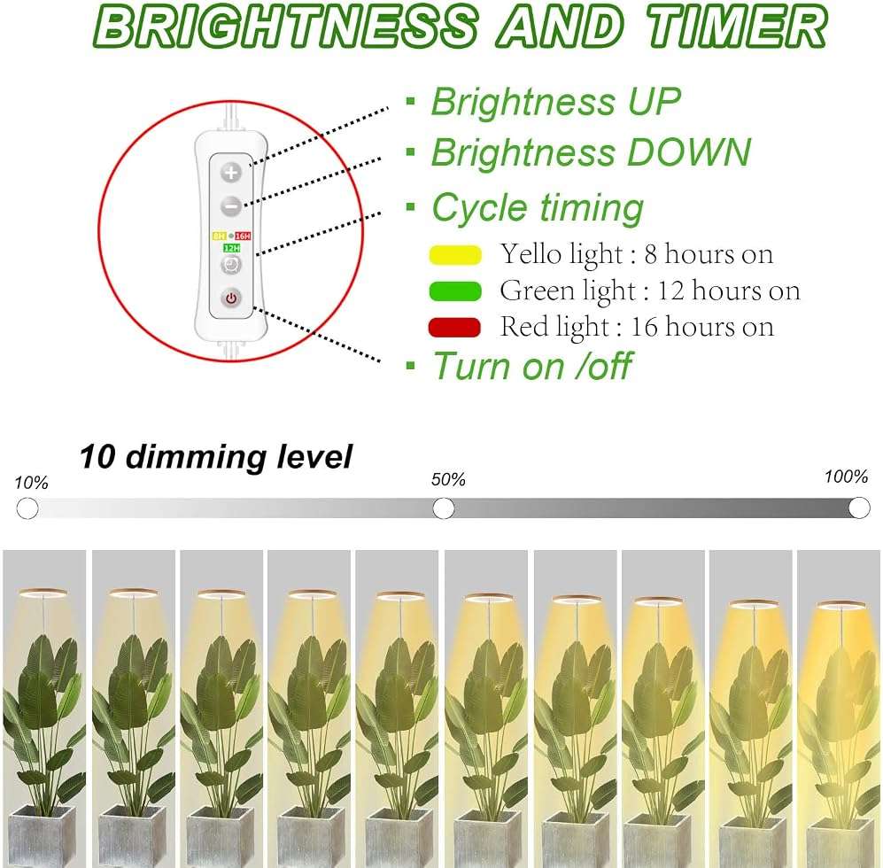 yadoker Plant Grow Light, LED Growing Light Full Spectrum for Indoor Plants,Height Adjustable, Automatic Timer, 5V Low Safe Voltage,Idea for Large Plant Light - Image 4