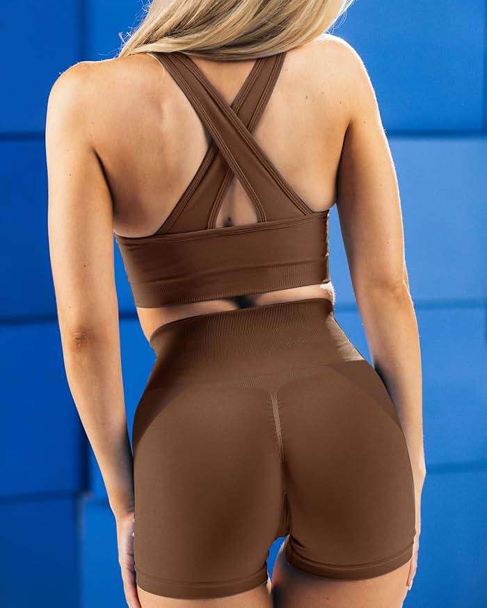 VVX 3 Piece Workout Shorts Womens Seamless High Waist Butt Lifting Scrunch Yoga Gym Shorts - Image 3