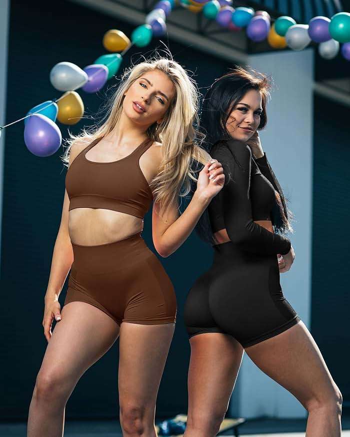 VVX 3 Piece Workout Shorts Womens Seamless High Waist Butt Lifting Scrunch Yoga Gym Shorts - Image 5