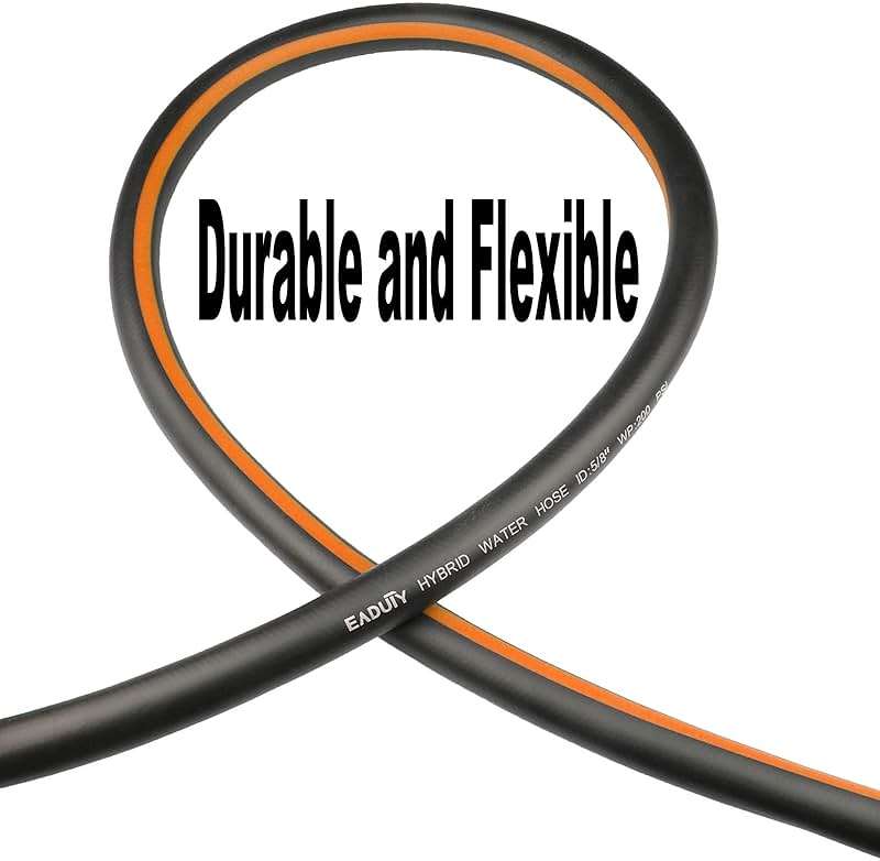 EADUTY Hybrid Garden Hose 5/8 IN. x 25 FT, Heavy Duty, Lightweight, Flexible with Rotatable Grip Handle and Solid Brass Fittings, Gray+Orange - Image 3