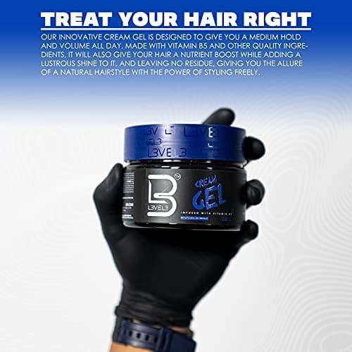L3 Level 3 Cream Gel and Sample Powder - Provides Volume and Medium Hold - With Vitamins to Nourish and Protect Hair Level Three Mens Hair Styling Cream - Image 5