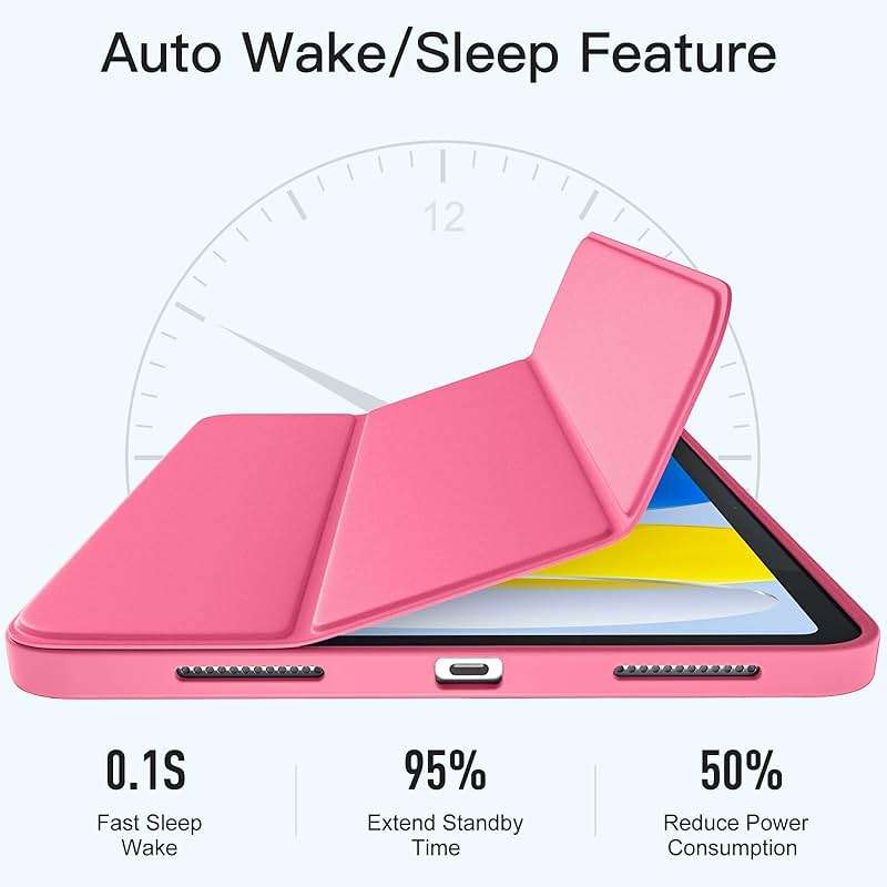 Wenlaty Compatible with iPad (A16) 11th Generation Case 11 Inch 2025, for iPad 10th Generation Case 10.9 Inch 2022 with Pencil Holder, Trifold Stand Protective Cover, Auto Wake/Sleep, Watermelon Pink - Image 7