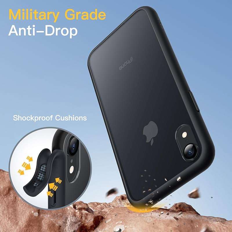 JETech Matte Case for iPhone XR 6.1-Inch, Shockproof Military Grade Drop Protection, Frosted Translucent Back Phone Cover, Anti-Fingerprint (Black) - Image 3