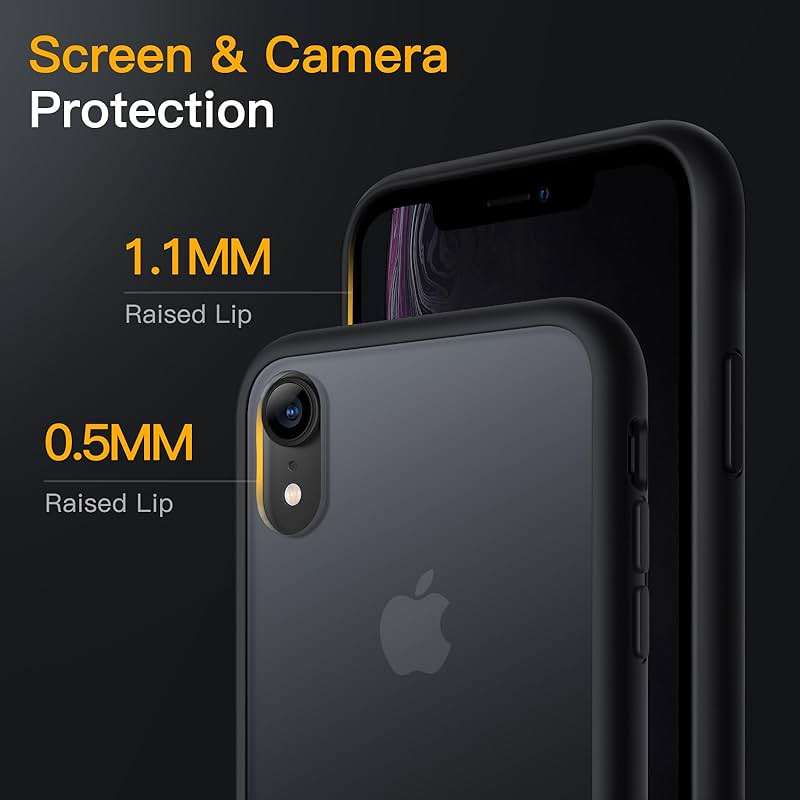 JETech Matte Case for iPhone XR 6.1-Inch, Shockproof Military Grade Drop Protection, Frosted Translucent Back Phone Cover, Anti-Fingerprint (Black) - Image 5