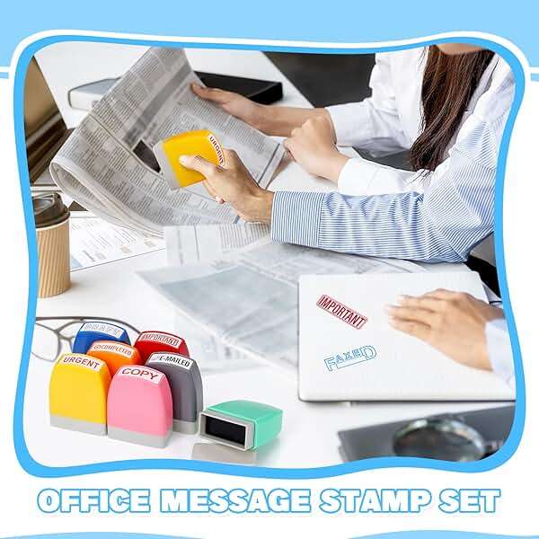 Crtiin 16 Pcs Office Stamp Set Message Self Inking Rubber Stamp Set for Office Stamps Completed Faxed Scanned Stamps for Message Supplies(Mixed Colors) - Image 4