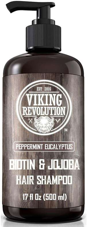 Viking Revolution Biotin Mens Shampoo - Eucalyptus and Peppermint With Jojoba Oil and Mint Oil - Hair Loss Treatment for Men With Thinning Hair (17 Oz) - Image 1