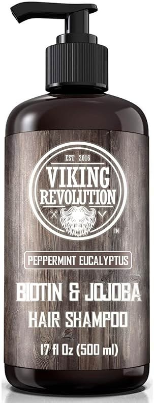 Viking Revolution Biotin Mens Shampoo - Eucalyptus and Peppermint With Jojoba Oil and Mint Oil - Hair Loss Treatment for Men With Thinning Hair (17 Oz) - Product Image
