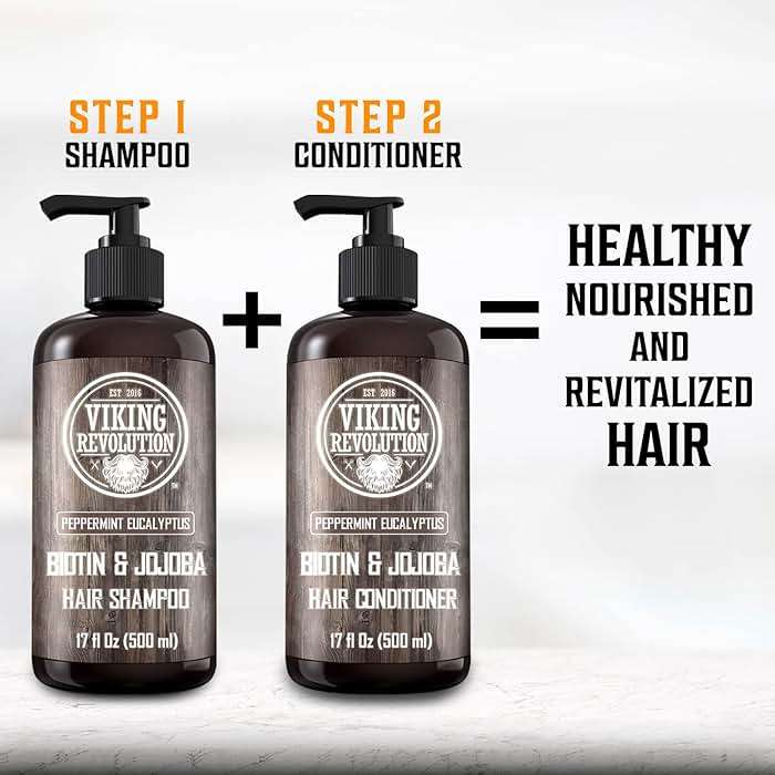 Viking Revolution Biotin Mens Shampoo - Eucalyptus and Peppermint With Jojoba Oil and Mint Oil - Hair Loss Treatment for Men With Thinning Hair (17 Oz) - Image 6