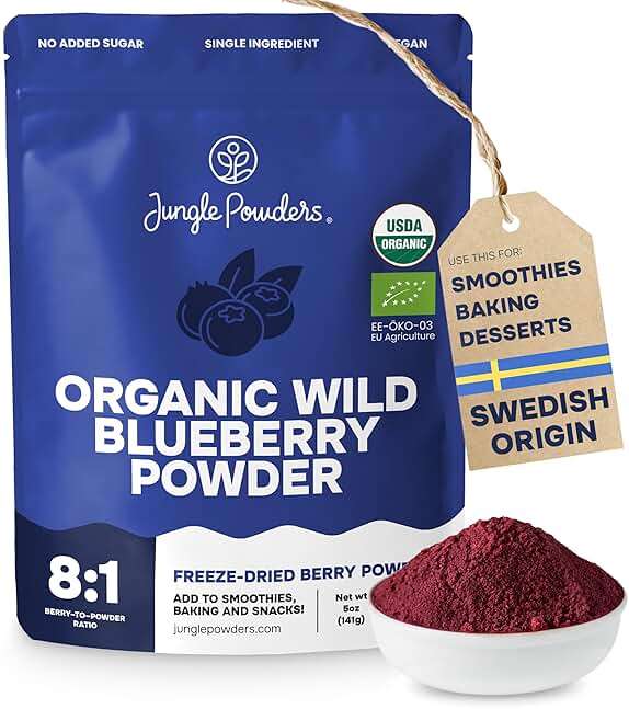 Wild Blueberry Powder Organic 5 Ounce Bag USDA Certified & 3rd Party Lab Tested - Antioxidant Rich Smoothies Freeze Dried Blueberries Organic Blueberry Extract for Baking From Whole Dried Blueberries - Image 1