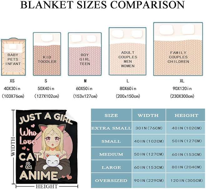 Anime Blanket Just A Girl Who Loves Anime Cat Blanket Practical Gift for Women Girls Lightweight Soft Flannel Fleece Throw Blankets for Couch Bed Sofa Small-Kid (50"X40") - Image 4