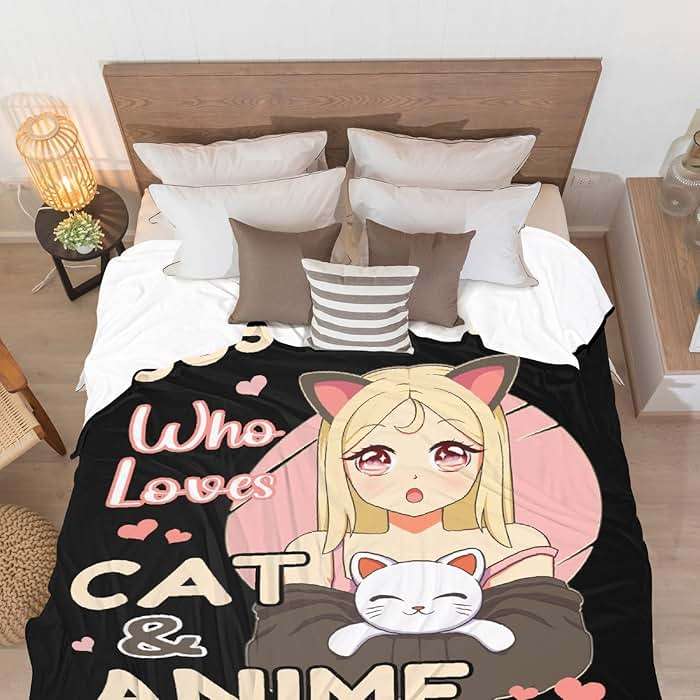 Anime Blanket Just A Girl Who Loves Anime Cat Blanket Practical Gift for Women Girls Lightweight Soft Flannel Fleece Throw Blankets for Couch Bed Sofa Small-Kid (50"X40") - Image 5