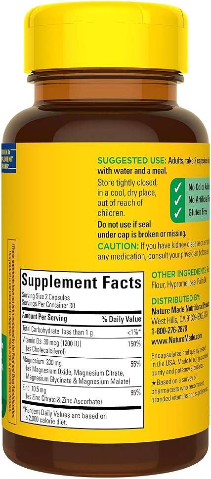 Nature Made Magnesium Complex Supplement with Vitamin D & Zinc for Immune Support, Magnesium Glycinate, Malate, Citrate & Oxide for Muscle, Nerve, Heart & Bone Support, 60 Capsules, 30 Day Supply - Image 9