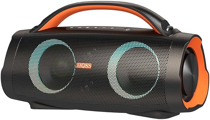 DOSS Extreme Boom Pro 100W Loud Outdoor Speaker, 2+2 Channel, IPX6 Waterproof, Bluetooth 5.3, 20H Playtime, Dynamic Lights, Portable Speaker for Camping, Beach, Pool, Working Outside - Orange - Product Image