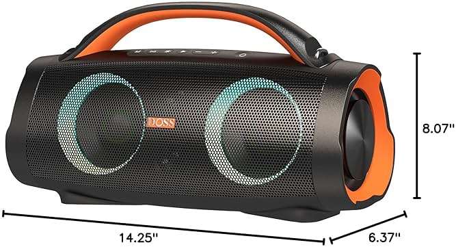 DOSS Extreme Boom Pro 100W Loud Outdoor Speaker, 2+2 Channel, IPX6 Waterproof, Bluetooth 5.3, 20H Playtime, Dynamic Lights, Portable Speaker for Camping, Beach, Pool, Working Outside - Orange - Image 10