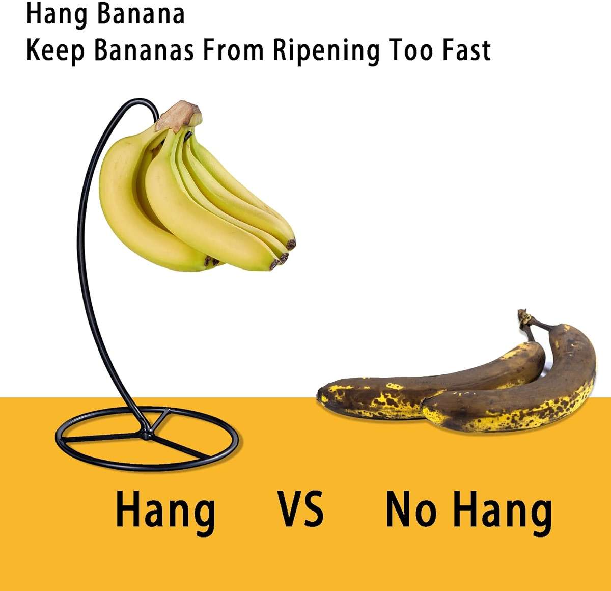 EGMEHOAD Banana Holder Stand, Banana Hanger Black-Metal Bananas Tree Hanger | Banana Stand Black, Metal Bananas Holder to Keep Bananas Fresh for 15LB,Easy to Install - Image 4
