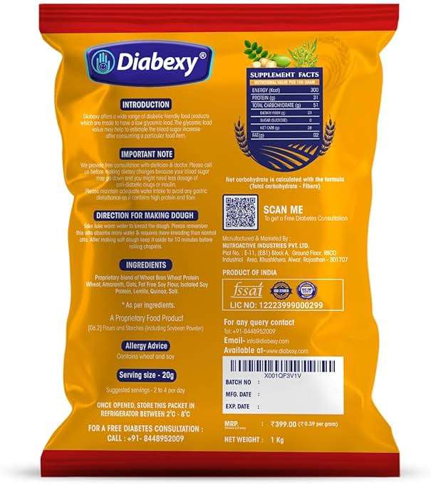 Diabexy Atta Sugar Control LITE Nuts Free for Diabetics - 1kg - Image 2
