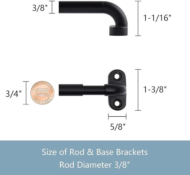 TYRON 2 Pack Screwed Sash Curtain Rod Adjustable 18-30 Inch, 3/8 In. Diameter, French Door Curtain Rods (Black) - Image 4