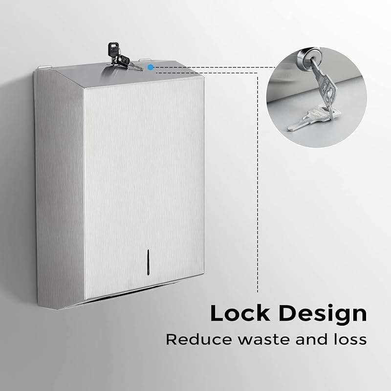 Paper Towel Dispenser Wall Mount - Multifold Trifold Paper Towel Dispensers, Large Capacity Stainless Steel Tissue Holder, Suitable for Bathrooms and Public Places - Image 4