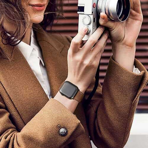 SUNFWR Leather Bands Compatible with Apple Watch Band 42mm(Series 3 2 1) 44mm 45mm 46mm 49mm for Men Women, Top Grain Genuine Leather Replacement Strap for iWatch Ultra 3 2 1, SE3 2 1, Series 11 10 9 8 7 6 5 4 3 2 1 - Image 7